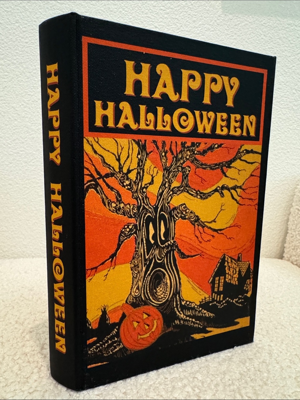 Happy Halloween Decorative Book Cover‎ stash box - Black & Orange